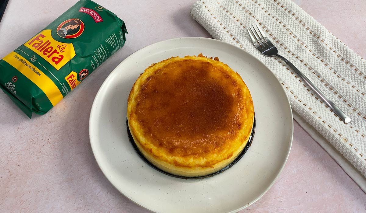 Presentación de tarta de arroz