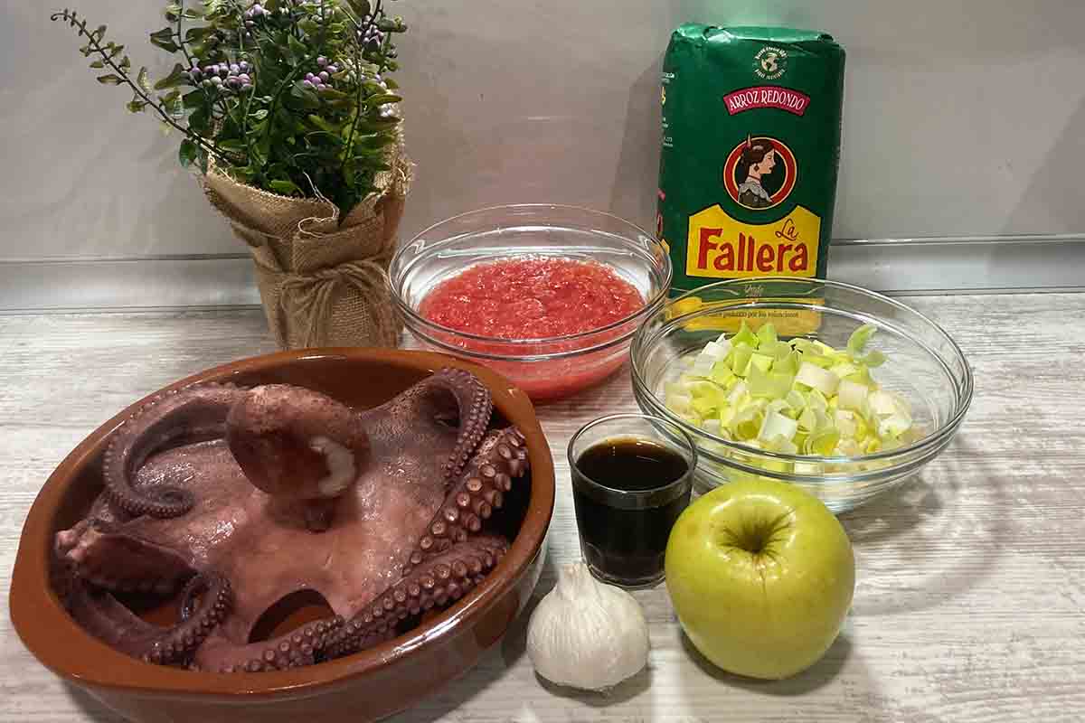 paso a paso arroz con pulpo ingredientes