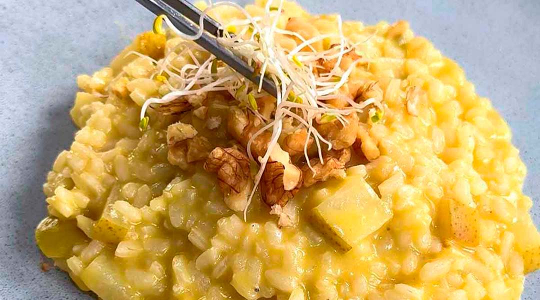 risotto de pera y gorgonzola