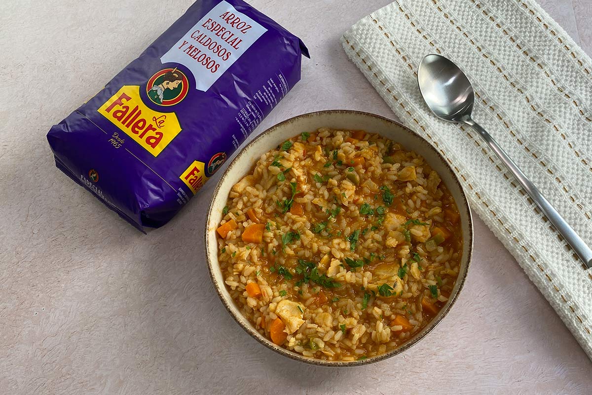 Arroz con merluza y verduras